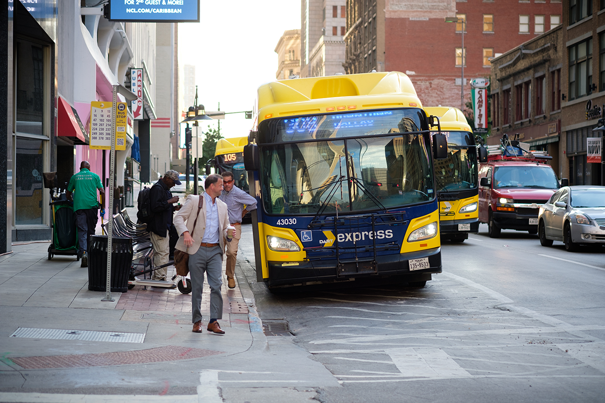 DART buses in Downtown Dallas